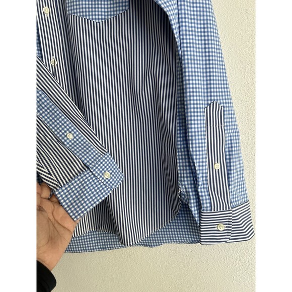 Polo Ralph Lauren Poplin Stripe Check Colorblock Button Down Slim Fit Shirt S - Picture 6 of 9